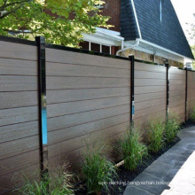 Farm Garden House WPC Plastic Privacy Balcony Fence Wood Plastic Composite Slat Wall Board Metal Aluminum Alloy Frame Post Fence